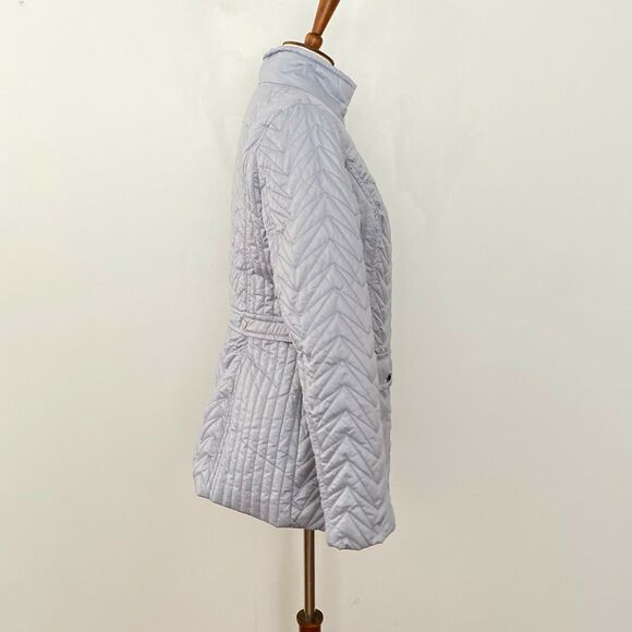 Via Spiga Quilted Cargo Jacket Front Pockets Moonstone Grey S Small - Picture 3 of 10